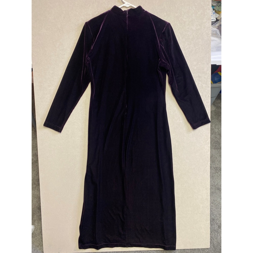 KC Spencer New York Vintage Purple Velvet Mandarin Collar Maxi Dress 12P 100093 - Picture 2 of 8